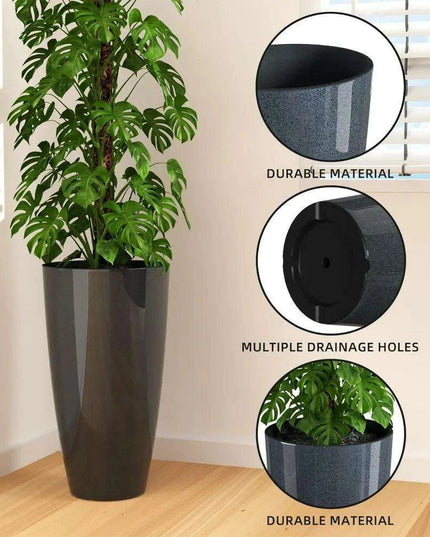 Set of 2 Elegant 21-Inch Outdoor Planters with Modern Design