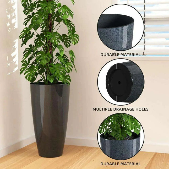 Set of 2 Elegant 21-Inch Outdoor Planters with Modern Design
