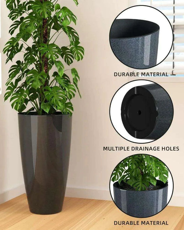 Set of 2 Elegant 21-Inch Outdoor Planters with Modern Design