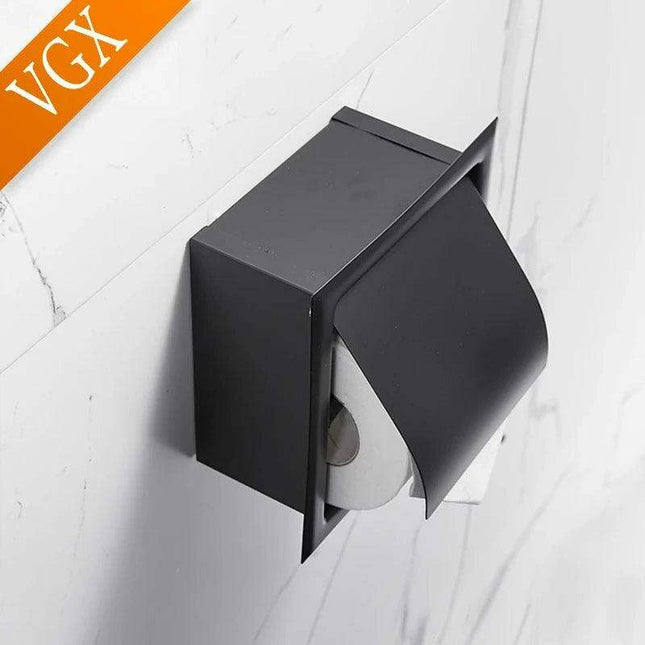 Modern Matte Black Wall-Mounted Toilet Paper Holder for Chic Bathrooms