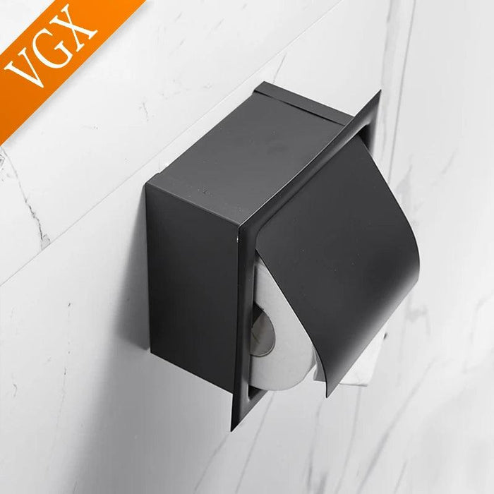 Elegant Matte Black Stainless Steel Wall Mount Toilet Paper Holder