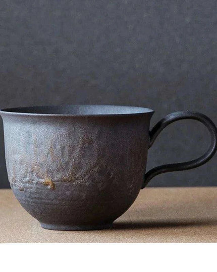 Nordic Charm Ceramic Coffee Mug with Hanging Ear and Gilt Couple Design