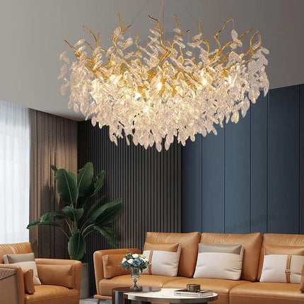 Luxury Gold LED Chandelier — Round & Linear | 6 Sizes | Living Room & Hotel