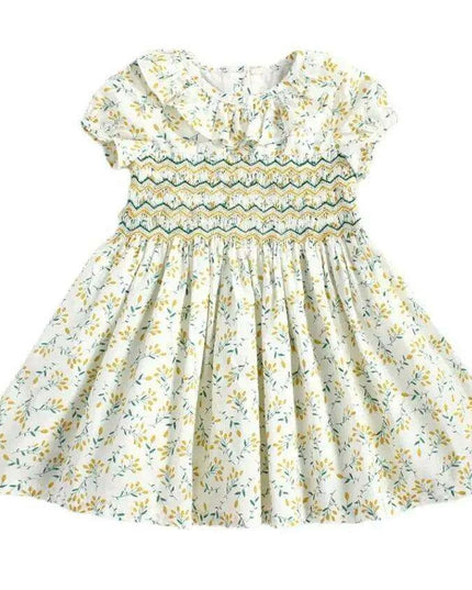 Adorable Floral Smocked Dress for Toddler Girls - Crafted with Love in Spanish Boutique Style A1335