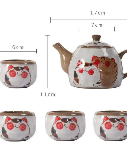 Enchanting Lucky Cat Ceramic Tea Set - Elevate Your Tea Rituals