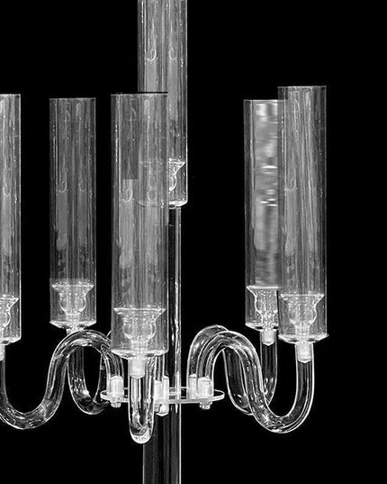 Elegant 5-Arm Transparent Acrylic Candelabra Holders for Stunning Event Decor