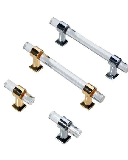 Luxurious Gold Acrylic Drawer Handles with Crystal Detailing - Chic Cabinet Pulls