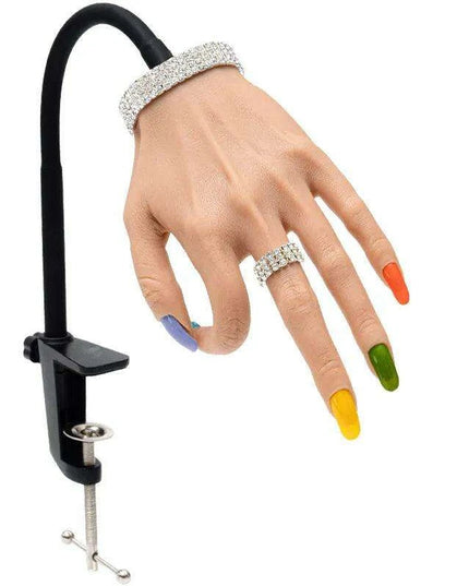 Adjustable Silicone Nail Art Practice Hand Set with Stand - Professional Nail Training Kit