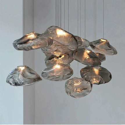 Sophisticated Smoky Grey Cloud Glass Pendant Lamp - Modern Hanging Light for Chic Home Interiors