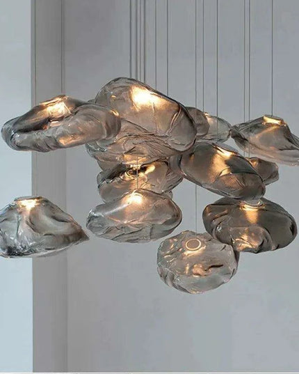 Sophisticated Smoky Grey Cloud Glass Pendant Lamp - Modern Hanging Light for Chic Home Interiors