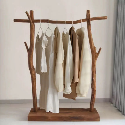 Hongding2 Japandi Style Clothes Rack - Stylish Wood Design & Display