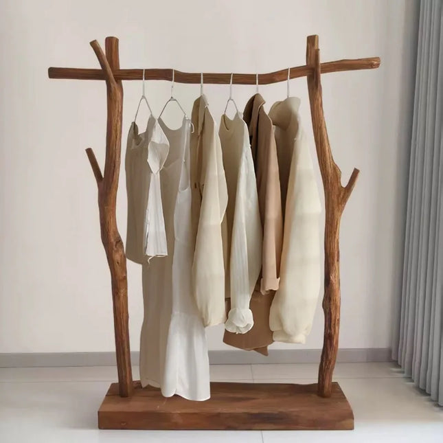 Hongding2 Japandi Style Clothes Rack - Stylish Wood Design & Display