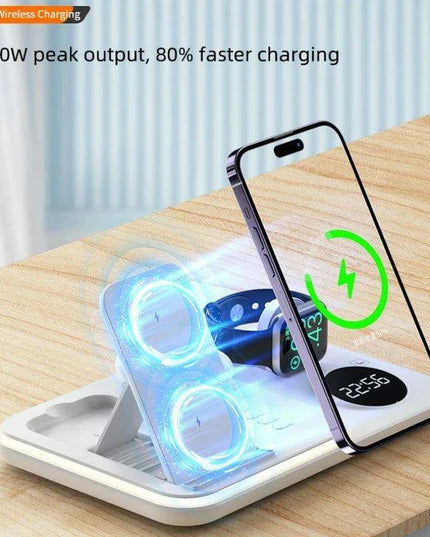 5-in-1 Fast Charging Wireless Dock with RGB LED for Apple Watch, AirPods, iPhone, Galaxy Watch, and Samsung Devices