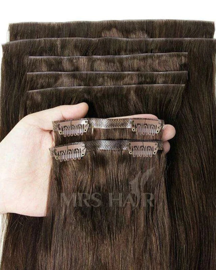 Invisible Seamless Clip-In Human Hair Extensions - 8 Piece Set, 100G/120G, 12-22 Inch Lengths