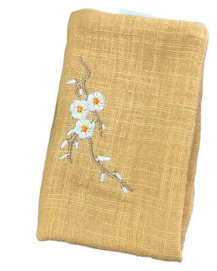 Elegant Japanese Matcha Tea Towel Set with Bamboo Whisk and Floral Design