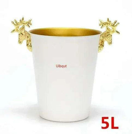 Majestic Deer Head Ice Bucket: Luxurious European Charm in Dual-Tone Design