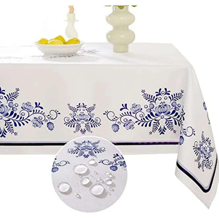 Elegant Spring-Inspired Blue and White Porcelain Rectangular Tablecloth for Memorable Celebrations