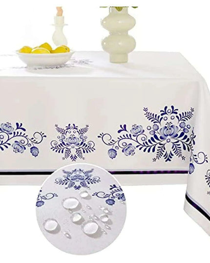 Elegant Spring-Inspired Blue and White Porcelain Rectangular Tablecloth for Memorable Celebrations