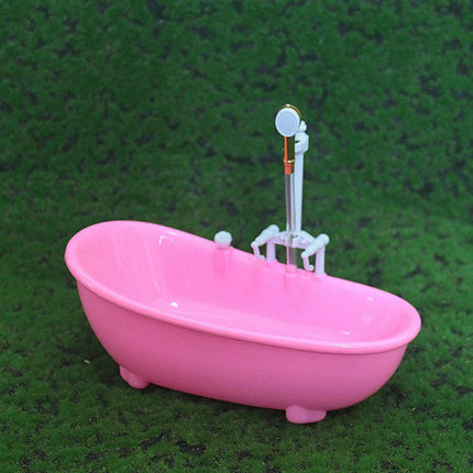 Miniature Electric Dollhouse Bathtub — 1:6 Scale Spraying Water Toy, 22.3×11.5×17.5cm