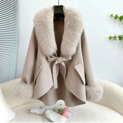 Chic Korean Fox Fur Cape: A Stylish Winter Essential for Women