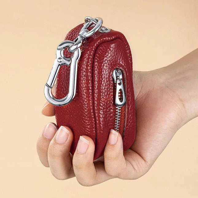Leather Zippered Key Organizer Wallet for Car Keys