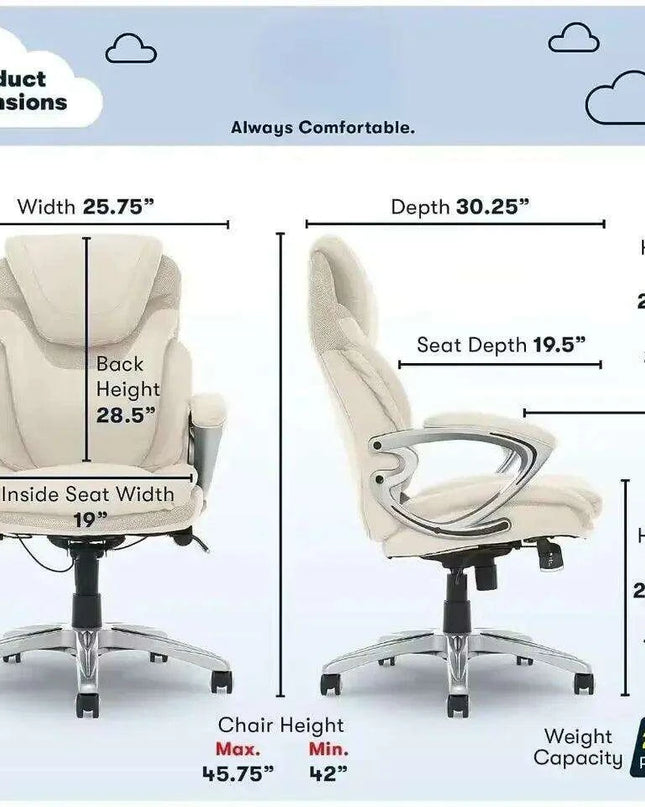 Executive Leather Office Chair with Advanced Ergonomic Support and 360° Rotation