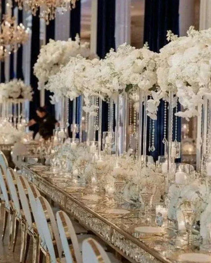 Stylish Transparent Acrylic Geometric Flower Vase Collection - 10 High Stands (60cm)