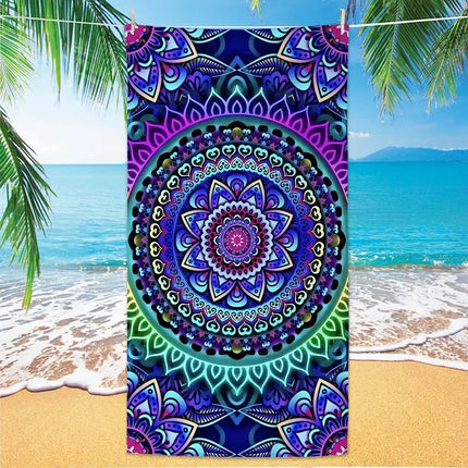 A20MaoX Galaxy Art Mandala Microfiber Beach Towel - Lightweight & Quic