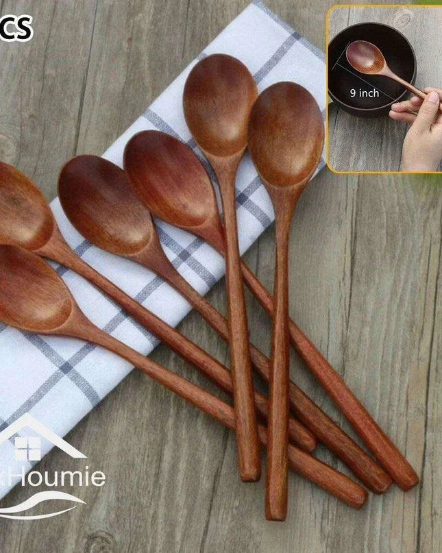 6-Piece Sustainable Bamboo Kitchen Utensil Set with Tree Paint Finish