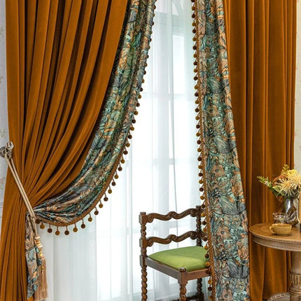 American Oil Painting Velvet Curtains - Thickened, Custom Fit for Livi