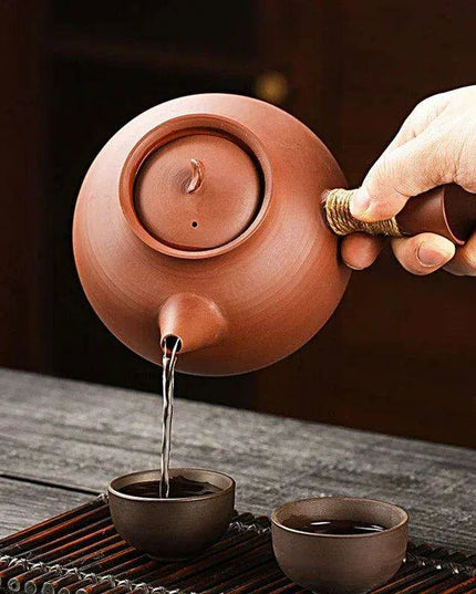 Sophisticated Cinnabar Clay Tea Pot with Electric Heater for Traditional Kung Fu Brewing