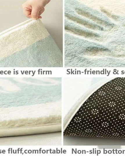 Whimsical Cartoon Plush Bathroom Rug Set with Anti-Slip Backing