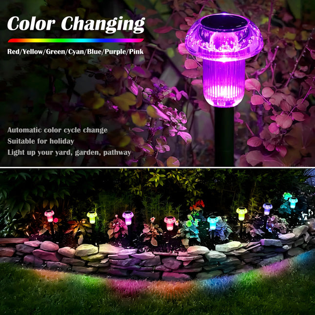 Swiatla 4Pcs Solar LED Mushroom Pathway Lights - Decorative & Vibrant