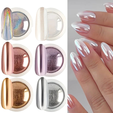 Tracy Nail Art 6pcs Holographic Chrome Pigment Set for Nail Decoration