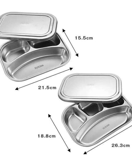 Partitioned Stainless Steel Lunch Plate Set - Elevate Your Dining Experience
