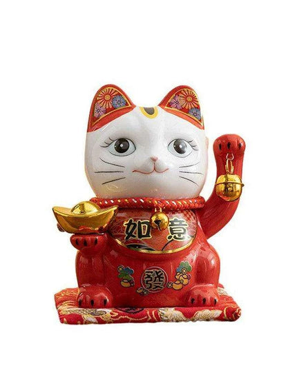 Charming 5-Inch Maneki Neko Ceramic Bank - A Playful Touch of Good Fortune for Your Home