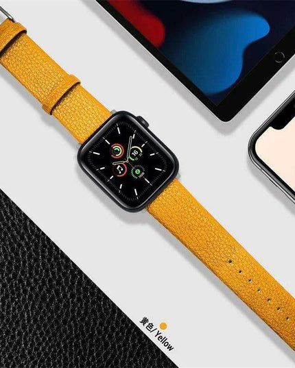 Crimson Glitter Leather Apple Watch Band - Luxe Sparkle Strap