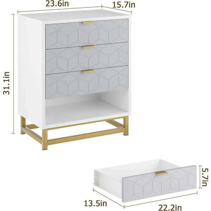 Modern Grey 4-Drawer Chest with Sleek Metal Legs and Generous Storage