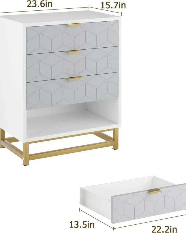 Modern Grey 4-Drawer Chest with Sleek Metal Legs and Generous Storage