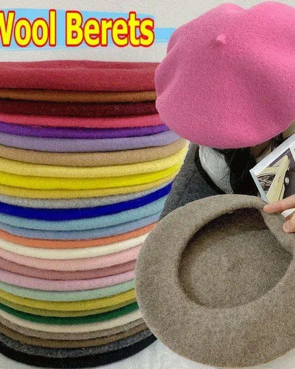 Chic French Wool Beret - Effortless Vintage Elegance for Women