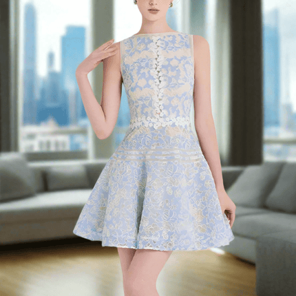 Sleeveless Lace Mini Dress with Hollow Out Embroidery for Women's Summer Events 2024