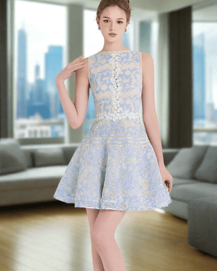 Sleeveless Lace Mini Dress with Hollow Out Embroidery for Women's Summer Events 2024