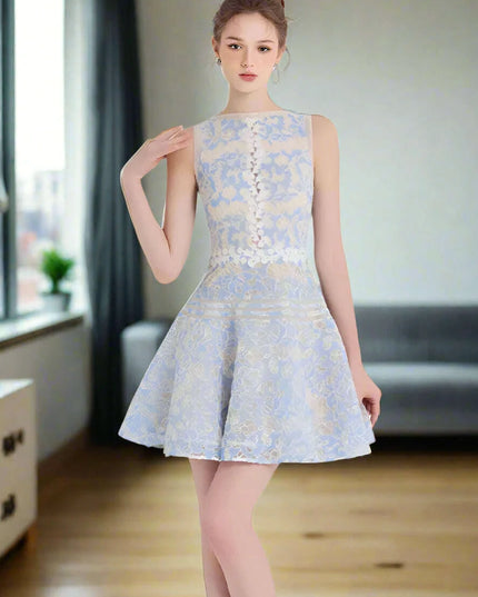 Sleeveless Lace Mini Dress with Hollow Out Embroidery for Women's Summer Events 2024