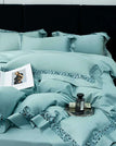 Blue / Queen Size 4pcs / Fitted Bed Sheet