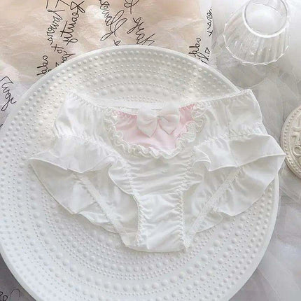 Curvy Women's 4XL Bow-Decorated Milk Silk Briefs - Stretchy Lolita Princess Style