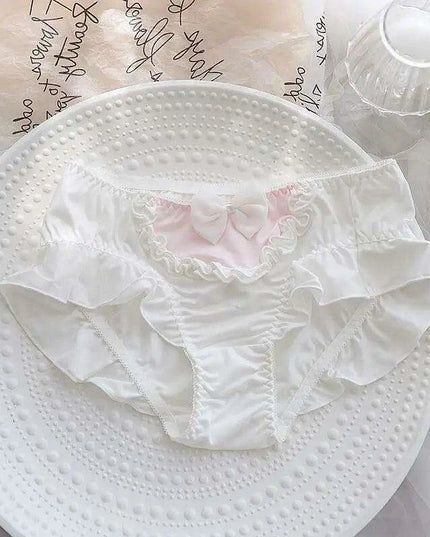 Curvy Women's 4XL Bow-Decorated Milk Silk Briefs - Stretchy Lolita Princess Style