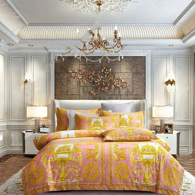 Stylish Modern Cotton Bedding Collection with Vibrant Digital Designs - Duvet Cover, Fitted Sheet & Pillowcases