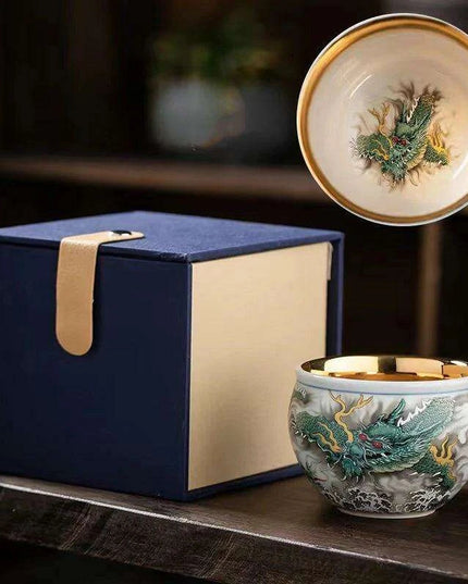 Chic Blue and White Enamel Ceramic Tea Cup Collection - Elevate Your Tea Experience