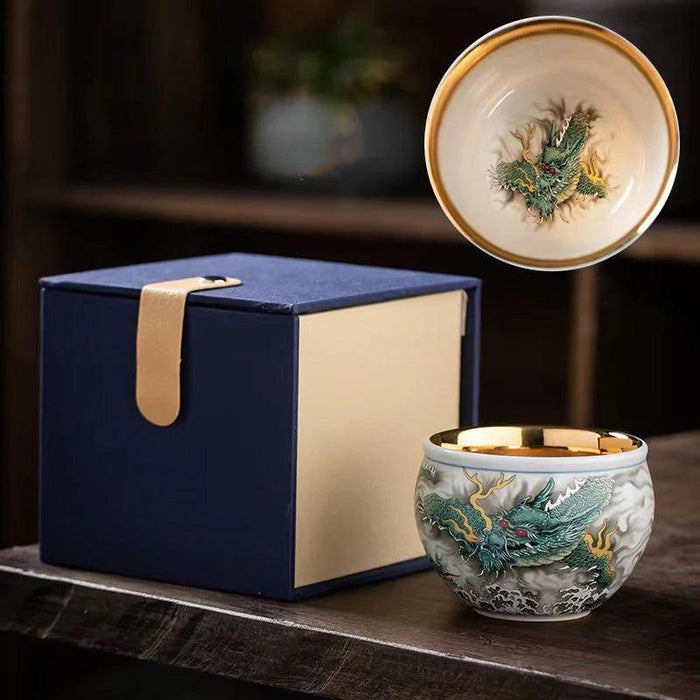 Chic Blue and White Enamel Ceramic Tea Cup Collection - Elevate Your Tea Experience