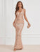 Glamorous V-Neck Halter Sequin-Studded Slim-Fit Evening Dress for Women